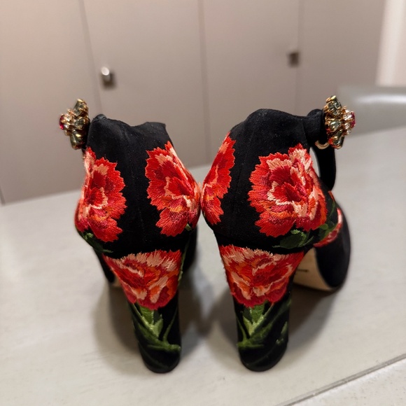 Dolce & Gabbana (37.5) Suede+Silk Brocade Mary-Janes - Picture 2 of 10